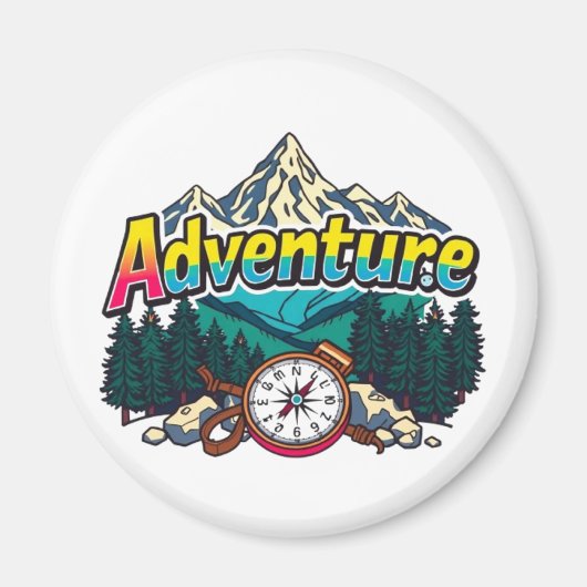 Adventure Mountain – Outdoor Hiking Nature Design  マグネット (正面)