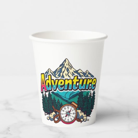 Adventure Mountain – Outdoor Hiking Nature Design  紙コップ (正面)