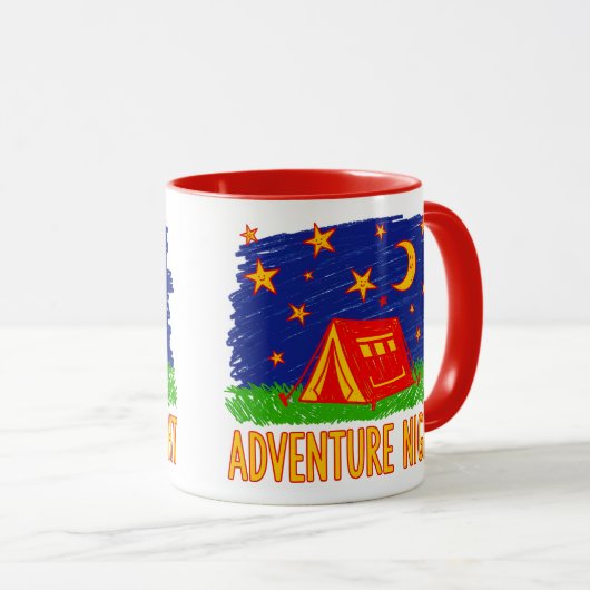 Adventure Night Camping Tent Kids Drawing マグカップ (正面右)