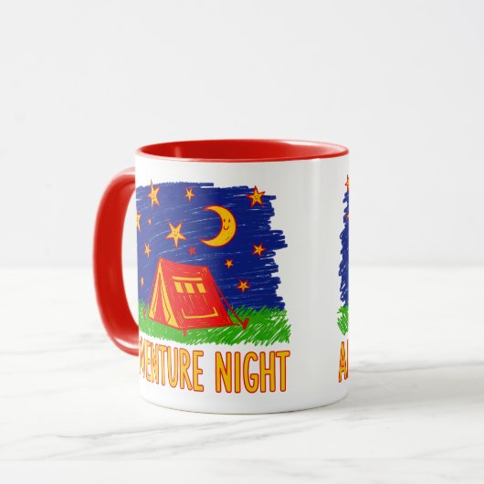 Adventure Night Camping Tent Kids Drawing マグカップ (正面左)