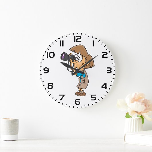 Adventure Photographer Boy with Camera ラージ壁時計