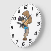 Adventure Photographer Boy with Camera ラージ壁時計 (傾斜)