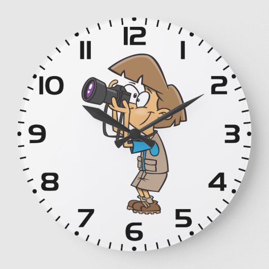 Adventure Photographer Boy with Camera ラージ壁時計 (正面)