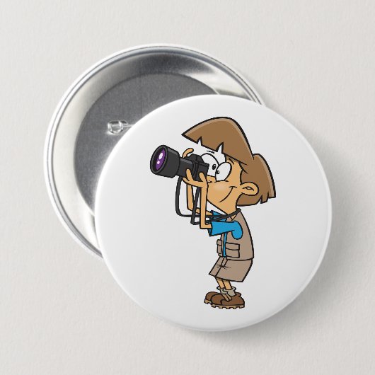 Adventure Photographer Boy with Camera 缶バッジ (正面&裏面)