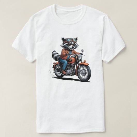 Adventure Raccoon Biker Classic Motorcycle Graphic Tシャツ (デザイン正面)