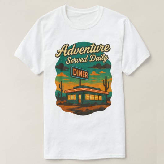 Adventure Served Daily Retro Diner Print Tシャツ (デザイン正面)