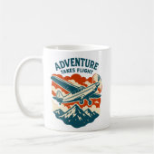 Adventure Takes Flight Retro Air Travel コーヒーマグカップ (左)