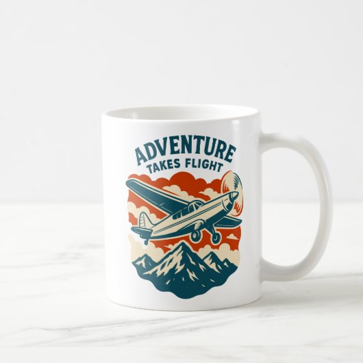 Adventure Takes Flight Retro Air Travel コーヒーマグカップ (右)