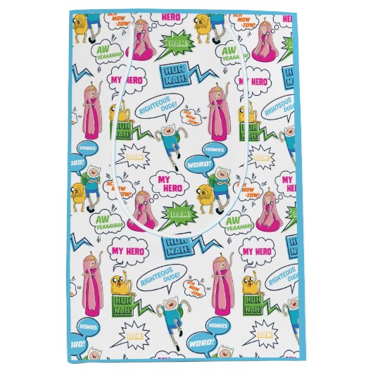 Adventure Time | Character Call-Out Pattern ミディアムペーパーバッグ (正面)