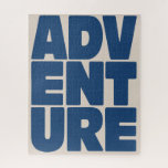 Adventure Travel Lover Typography Blue Modern ジグソーパズル<br><div class="desc">A striking modern design featuring the word “ADVENTURE” in large block letters across a neutral background. Its bold blue typography adds a playful, graphic touch perfect for travel lovers, outdoor explorers, or anyone with a sense of wanderlust. A stylish and fun way to celebrate curiosity, courage, and creativity in everyday...</div>