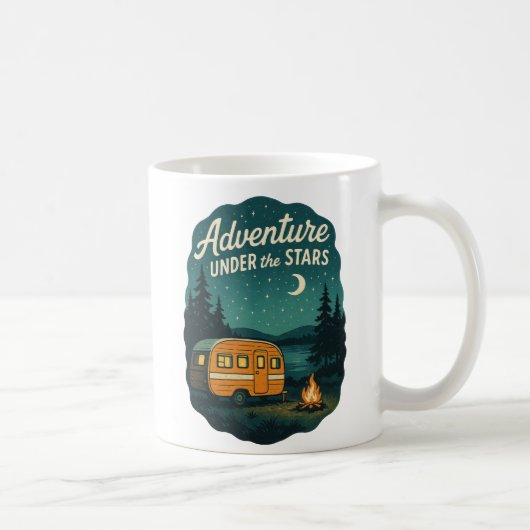 Adventure Under the Stars Retro Camping Art コーヒーマグカップ (右)