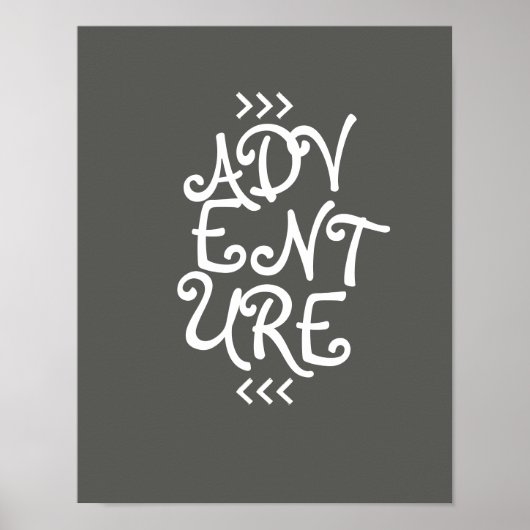 adventurer typography fquote poster gray and white ポスター (正面)