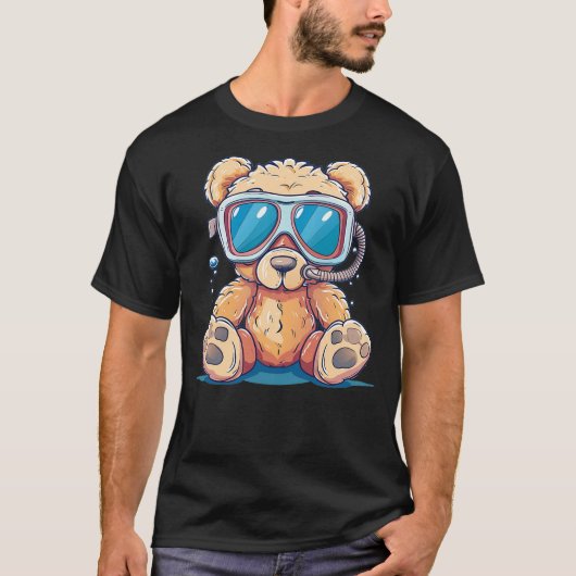 Adventures Teddy Bear with diving Googles and Snor Tシャツ (正面)