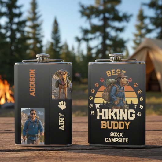 Adventurous Airedale Hiker Wilderness Explorer フラスク