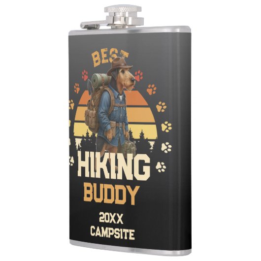 Adventurous Airedale Hiker Wilderness Explorer フラスク (左)