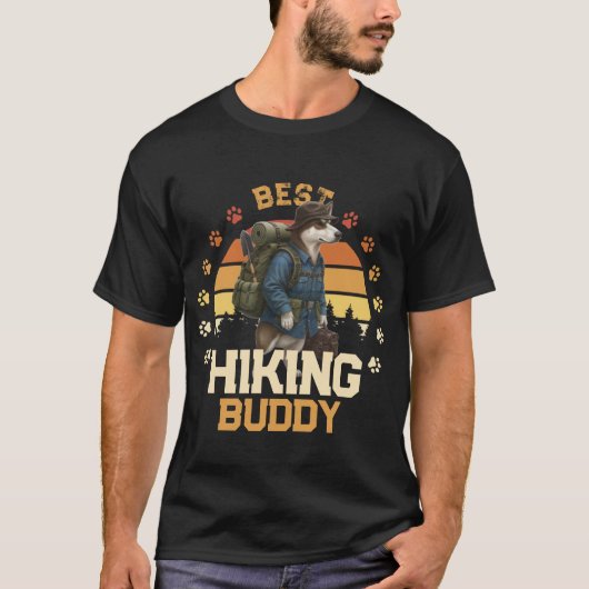 Adventurous Akita Hiker Wilderness Explorer Tシャツ (正面)