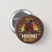 Adventurous American Hairless Terrier Hiker  缶バッジ (正面&裏面)