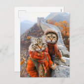 Adventurous Cats on the Great Wall シーズンポストカード (正面/裏面)