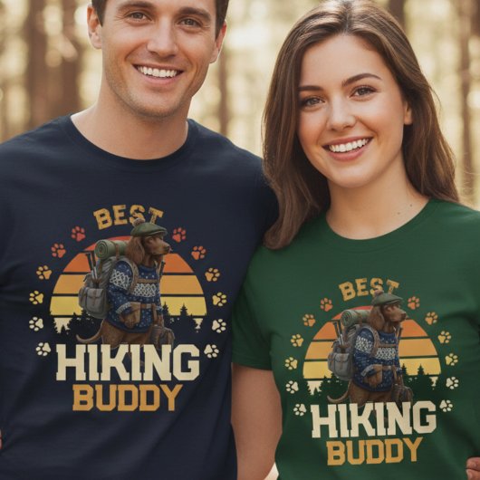 Adventurous Irish Water Spaniel Hiker Wilderness  Tシャツ