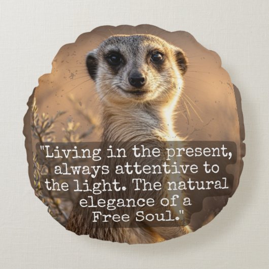 Adventurous Meerkat Living ラウンドクッション (正面)