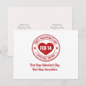 Adventurous Passport Stamp First Valentine ポストカード (正面/裏面)