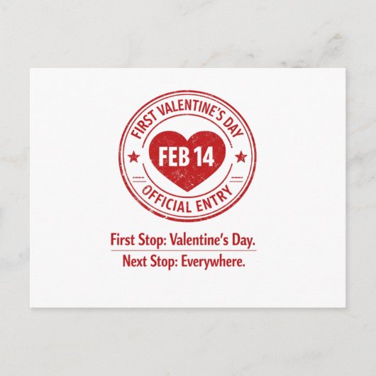 Adventurous Passport Stamp First Valentine ポストカード (正面)