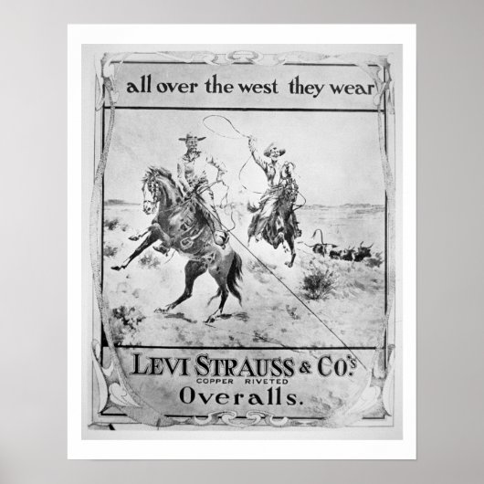 Advert for Levi Strauss & Co, c.1900 (litho) ポスター (正面)