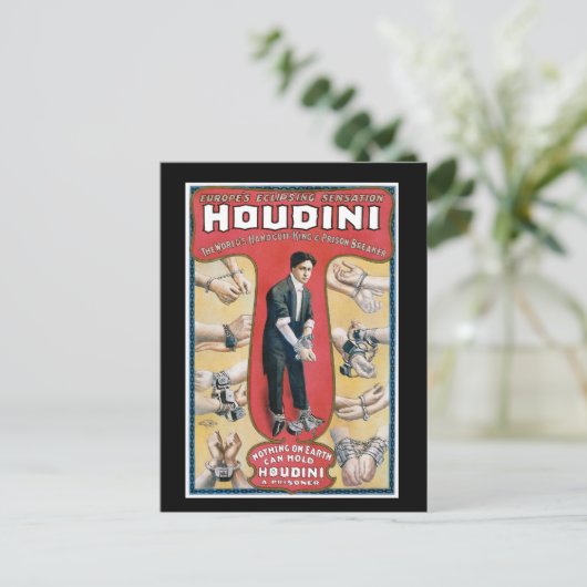 Advertizing PosterヴィンテージのHoudiniの手錠王 ポストカード (スタンド正面)