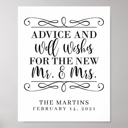 Advice and Well Wishes Wedding Poster/Sign ポスター (正面)