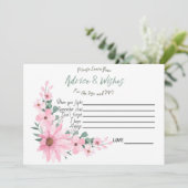 Advice and Wishes Bridal Shower Pink Flowers Card アドバイスカード (スタンド正面)