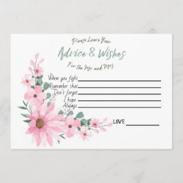 Advice and Wishes Bridal Shower Pink Flowers Card アドバイスカード