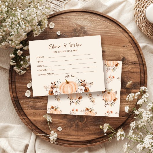 Advice and Wishes Fall Pumpkin Bridal Shower Card 招待状