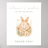  Advice and Wishes New Parents Bunny Baby Shower  ポスター (正面)