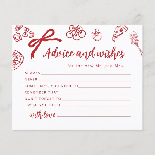 Advice and wishes Thats Amore Italian Bridal Card (正面)