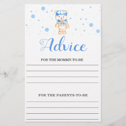 Advice Blue Boy Baby Shower Game (正面)