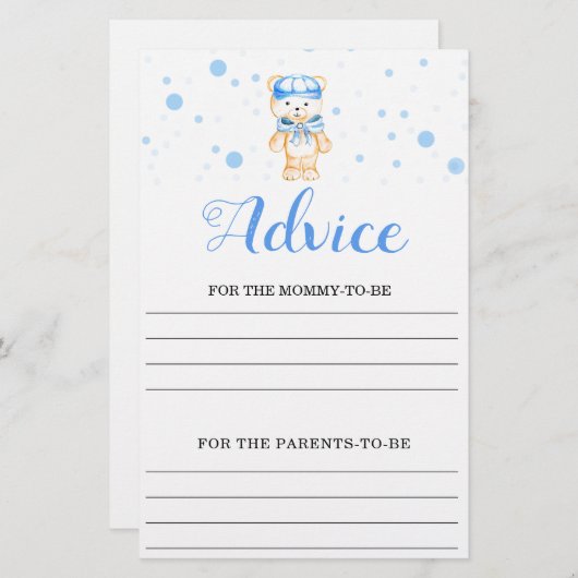 Advice Blue Boy Baby Shower Game (正面/裏面)