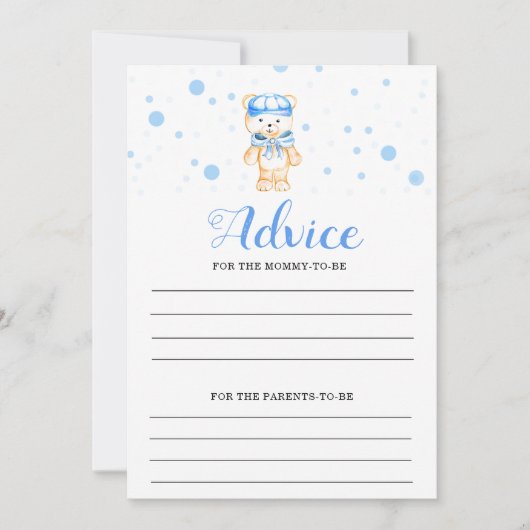 Advice Blue Boy Baby Shower Game 招待状 (正面)