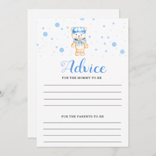 Advice Blue Boy Baby Shower Game 招待状 (正面/裏面)