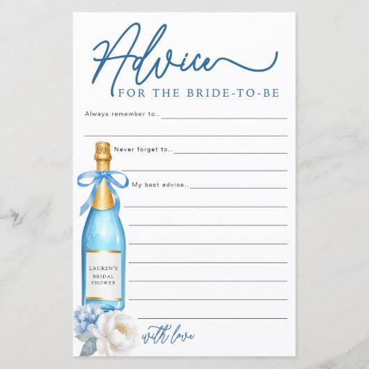 Advice for the Bride Champagne Bridal Shower Sheet (正面)