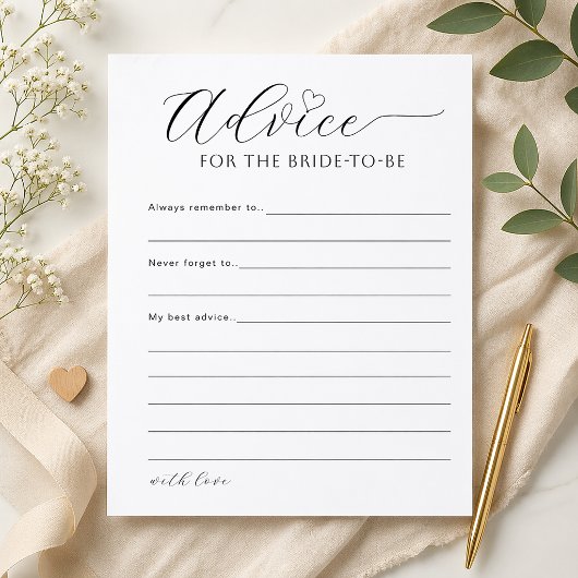 Advice for the Bride Printable Bridal Shower Game ポスター