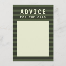 Advice for the Grad Modern Green Sporty Stripes エンクロージャーカード