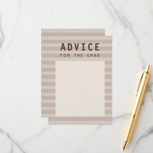 Advice for the Grad Modern Neutral Sporty Stripes エンクロージャーカード (正面/裏面インサイチュ)