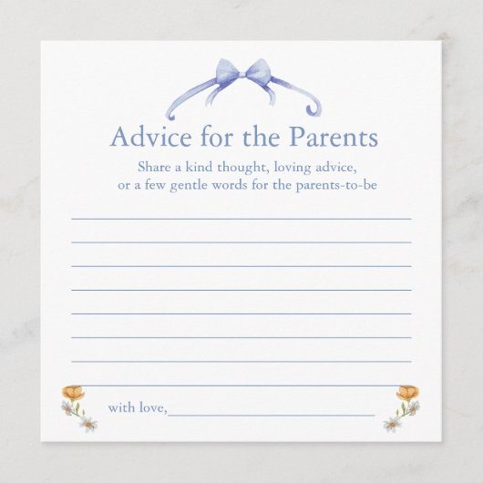 advice for the parents アドバイスカード (正面)