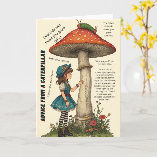 Advice from a Caterpillar Alice in Wonderland Card カード (黄色い花)