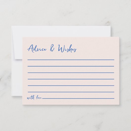 Advice & Wishes Blu Hand Drawn Bridal Shower ノートカード (正面)