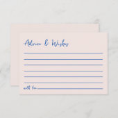 Advice & Wishes Blu Hand Drawn Bridal Shower ノートカード (正面/裏面)