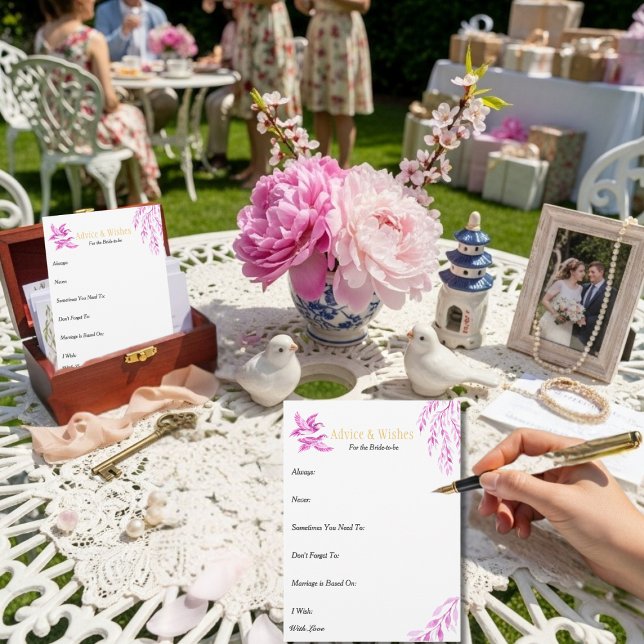 Advice & Wishes  Bridal shower Pink Chinoiserie (Advice & Wishes Bridal shower Pink Chinoiserie)