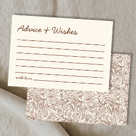 Advice & Wishes Brown Handwritten Bridal Shower ノートカード