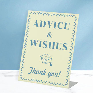 Advice & Wishes Butter Yellow & Blue Graduation 台座サイン