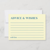 Advice & Wishes Butter Yellow & Blue Wedding ノートカード (正面)